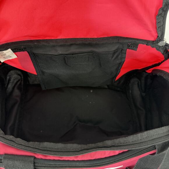 Nike Small Duffel Gym Bag Pink Black Shoulder Strap Swoosh Logo Polyester Sports - Picture 6 of 10